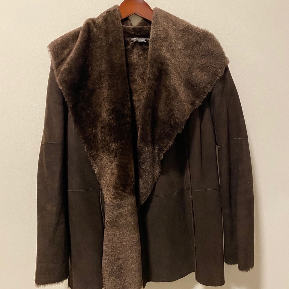 Brown Reversable Vince Shearling Cardigan Coa